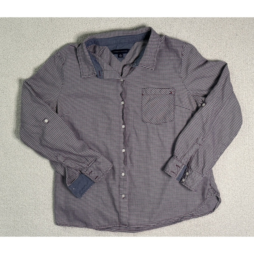 Tommy Hilfiger Mens Dress Shirt‎ XL Long Sleeve Houndstooth